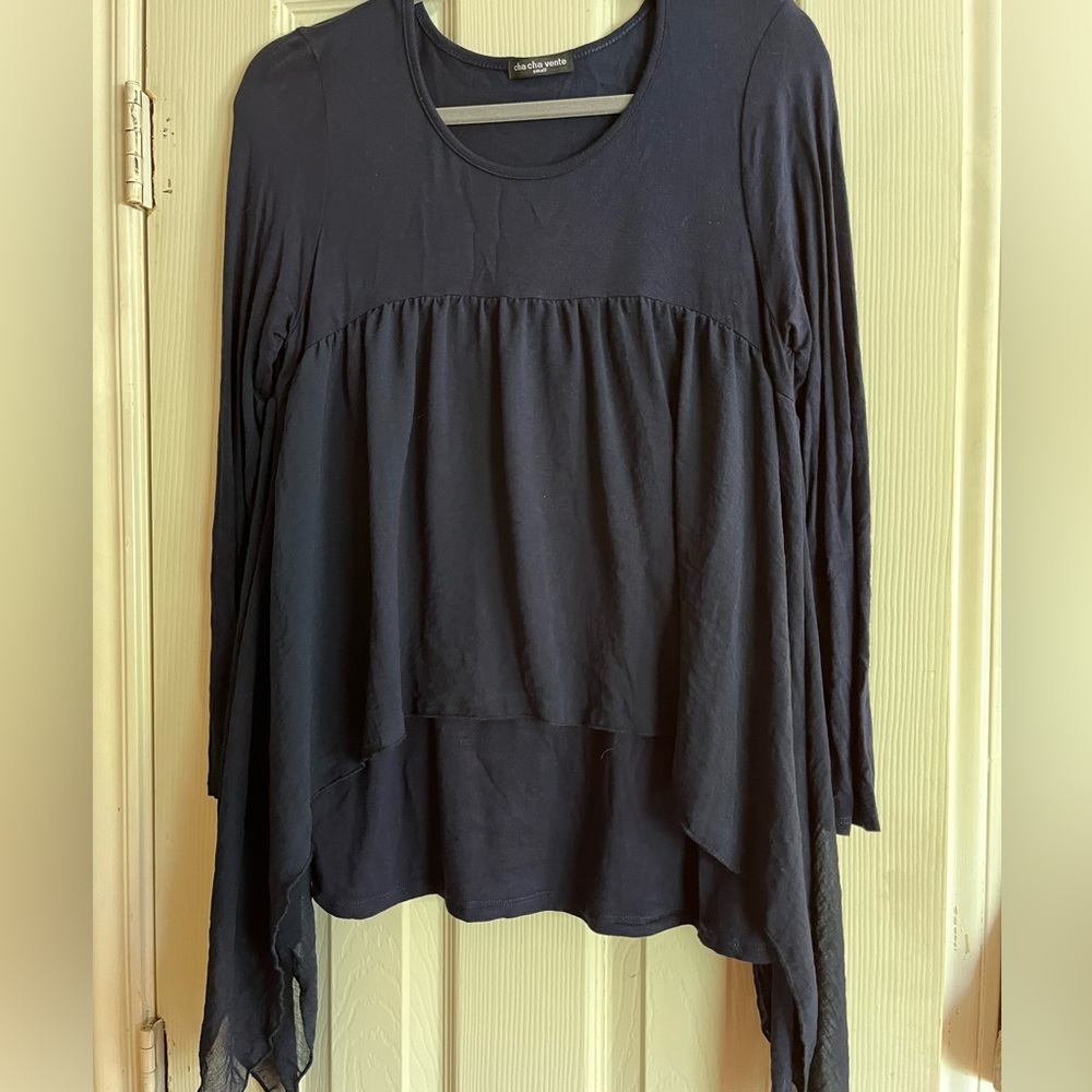 Frilly navy long sleeve Tee
